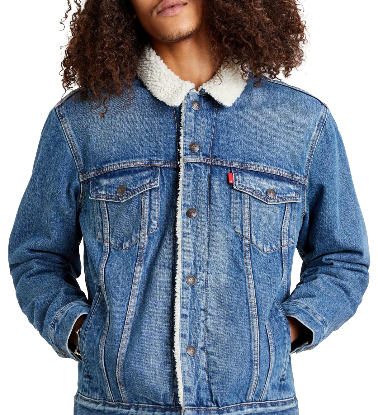 Levi's Type 3 Sherpa Trucker Chaqueta, Fable, L Hombre