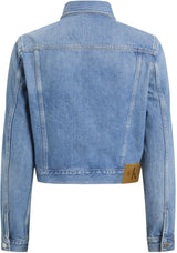 Calvin Klein Cazadora vaquera Mujer Cropped 90'S Denim Trucker con bolsillos en el pecho, Azul (Denim Light), XL