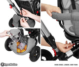 HyperMotion Triciclo Infantil 3 en 1 - Coche para Bebé con Asiento Giratorio y Cubierta de Lluvia - Triciclo Evolutivo 12 Meses a 5 Años, Plegable, Ruedas Bombeadas, 25kg, Gris