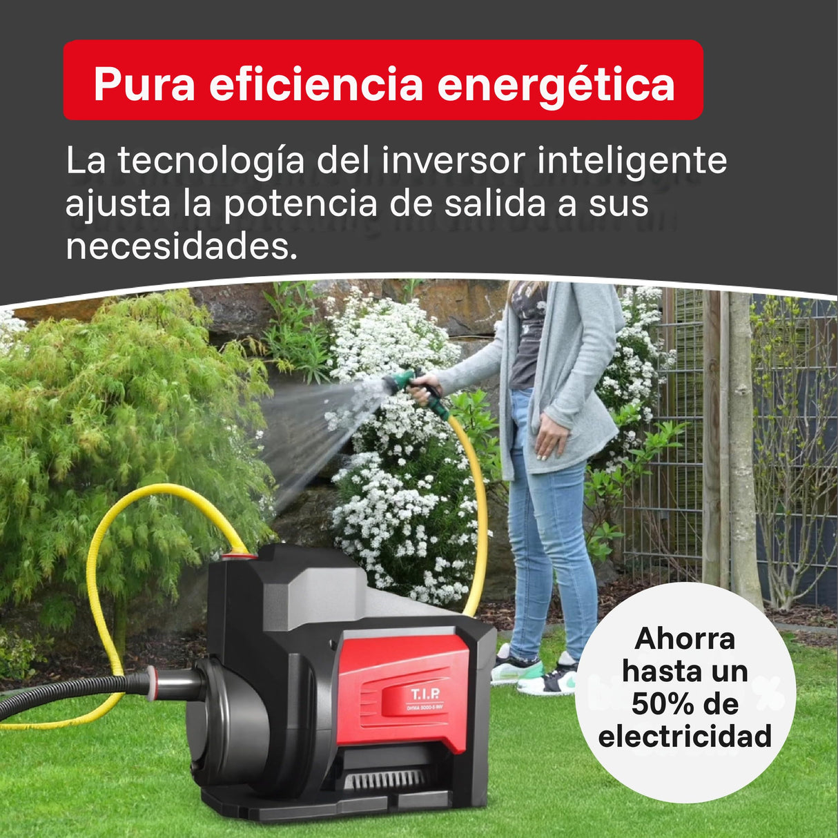 T.I.P. Bomba inverter DHWA 5000-5 INV – Bomba doméstica y de jardín de alto rendimiento, 5000 l/h, 4,8 bar, 550 W, eficiente y silenciosa, estación de agua doméstica y grupo de presión en uno