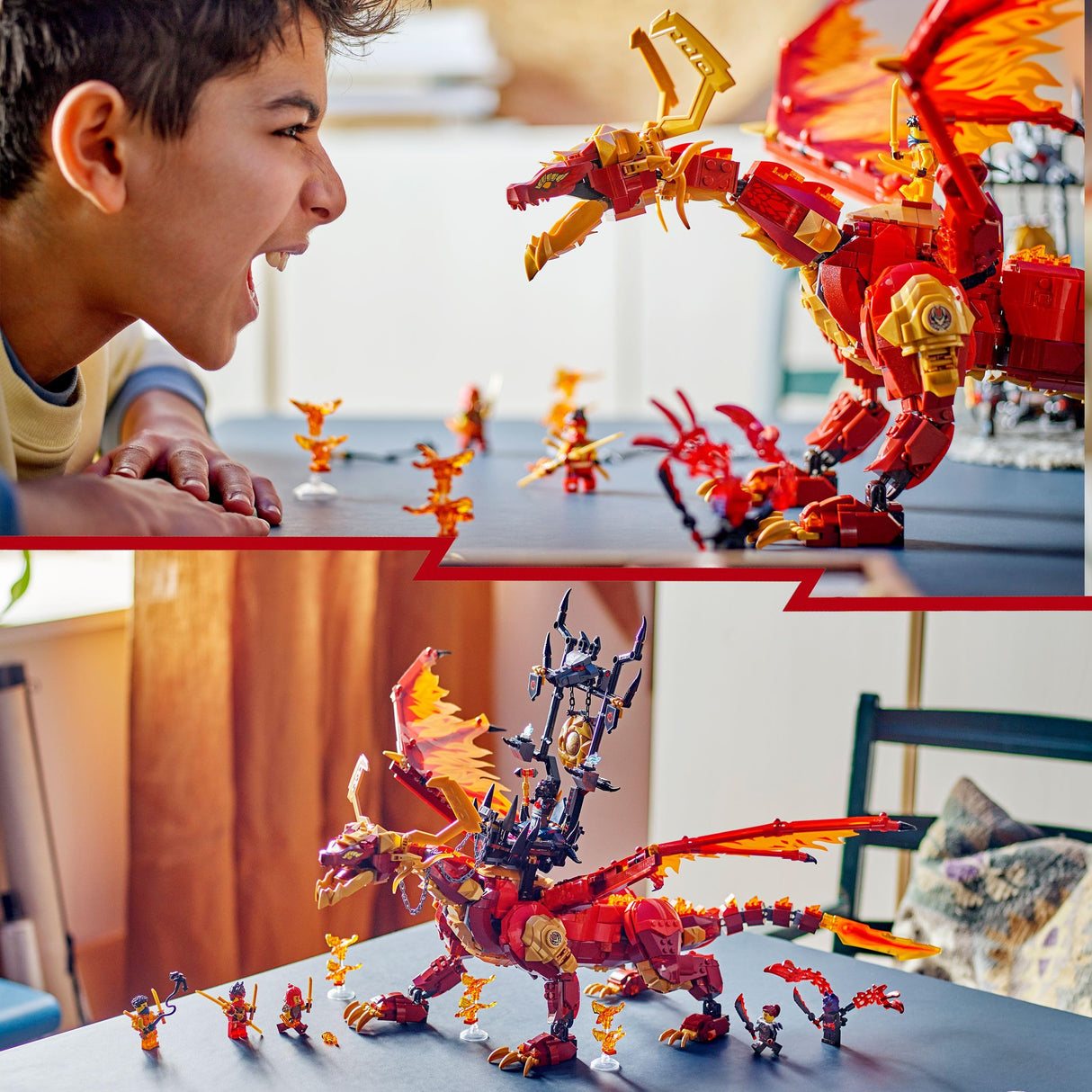 Lego Ninjago Dragón Fuente del Movimiento de Juguete, Juego Ninja de Aventuras y Lucha con 6 Minifiguras Inc. Kai y Espada Catana, Regalo de Cumpleaños para Niños y Niñas de 12 Años o Más 71822