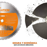 Evolution Power Tools - R355CPS Sierra tronzadora multimaterial, Corta acero dulce, aluminio, plástico, incluso madera con clavos incrustados, 355 mm