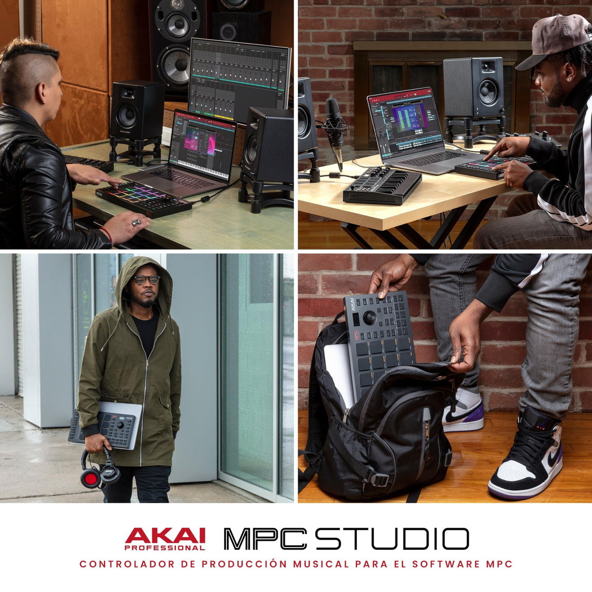 Akai Professional MPC Studio – Controlador MIDI, caja de ritmos con 16 pads RGB sensibles a la velocidad, software MPC, banda táctil asignable y pantalla LCD