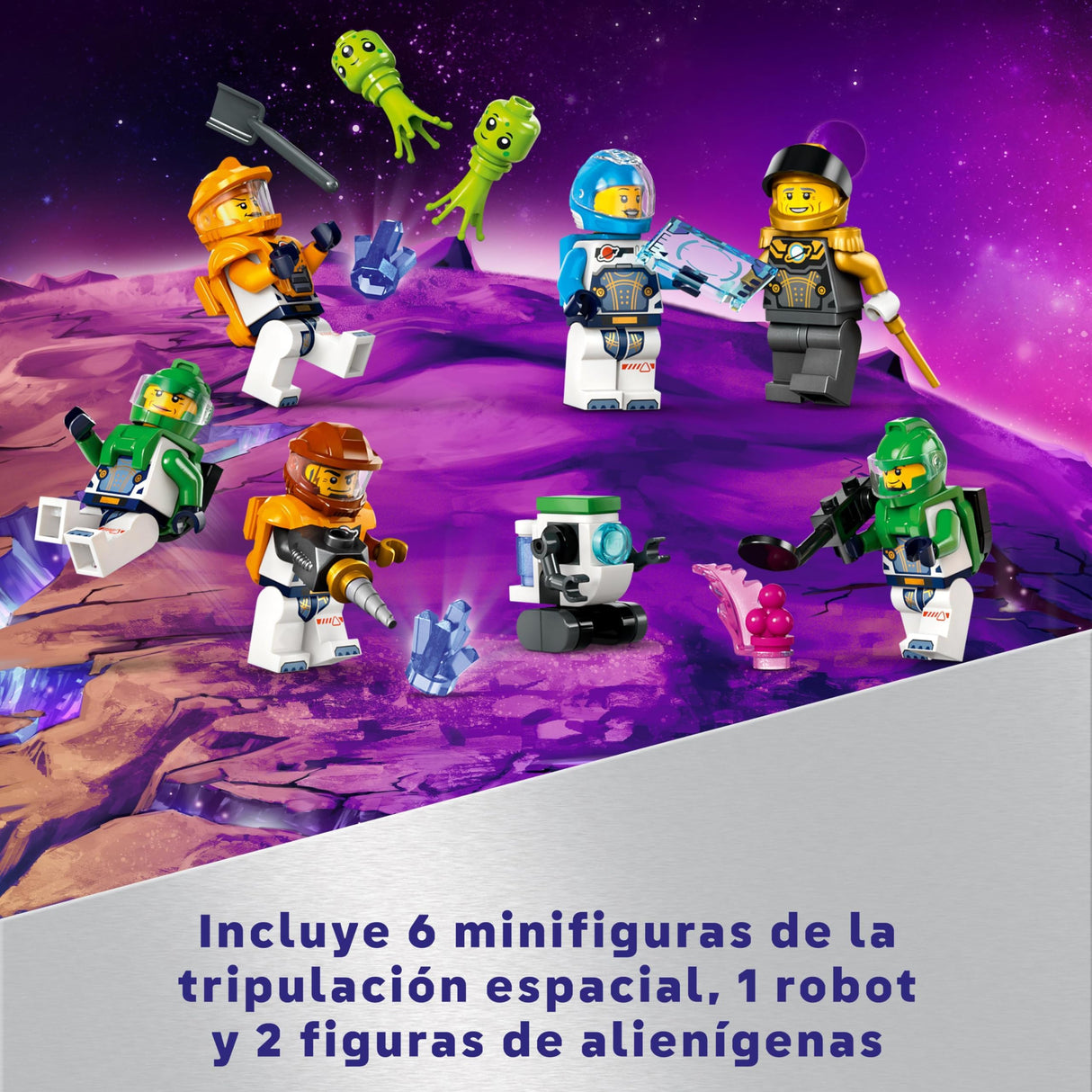LEGO City Base Espacial y Plataforma de Lanzamiento, Juego de Exploración Planetaria, Regalo para Niños y Niñas de 8 Años o Más, 6 Minifiguras, Robot de Juguete y 2 Figuras de Acción de Aliens 60434