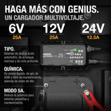 NOCO GENIUSPRO25: Cargador de Batería Profesional 25A, 6V, 12V y 24V, Mantenedor y Desulfatador para Baterías de Plomo-Ácido y Litio