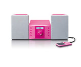 Lenco 810025 mc-013pk Sistema estéreo Compacto para niños con Reproductor de CD y Pantalla LCD Entrada aux 2 x 2w rms con Pegatinas Rosa