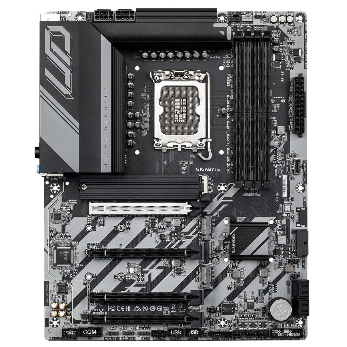 GIGABYTE Placa Base Z890 UD WIFI6E - Compatible con procesadores Intel Core Ultra (Serie 2), 12+1+2 Fases VRM, hasta 8800MHz DDR5 (OC), 1xPCIe 5.0 + 2xPCIe 4.0, Wi-Fi 6E, LAN 2.5GbE, Thunderbolt 4