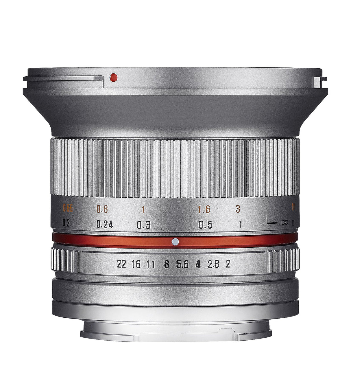 Samyang SY12M-FX-SIL - Lente Ultra Gran Angular F2.0 de 12 mm para cámaras Fujifilm X-Mount, Color Plateado