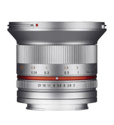 Samyang SY12M-FX-SIL - Lente Ultra Gran Angular F2.0 de 12 mm para cámaras Fujifilm X-Mount, Color Plateado