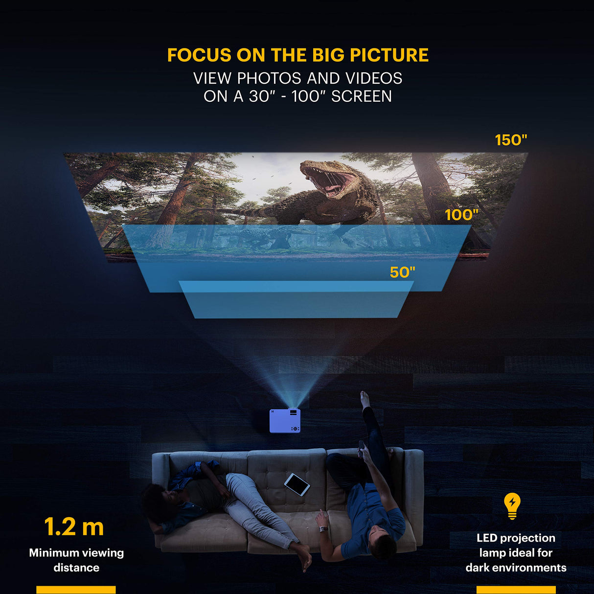 KODAK Proyector para el hogar FLIK X4 | Sistema de Cine en casa Compacto LCD 4.0 proyecta hasta 150 Pulgadas con compatibilidad 1080p y lámpara LED Lumen Brillante | entradas VGAAVHDMIUSBTF |