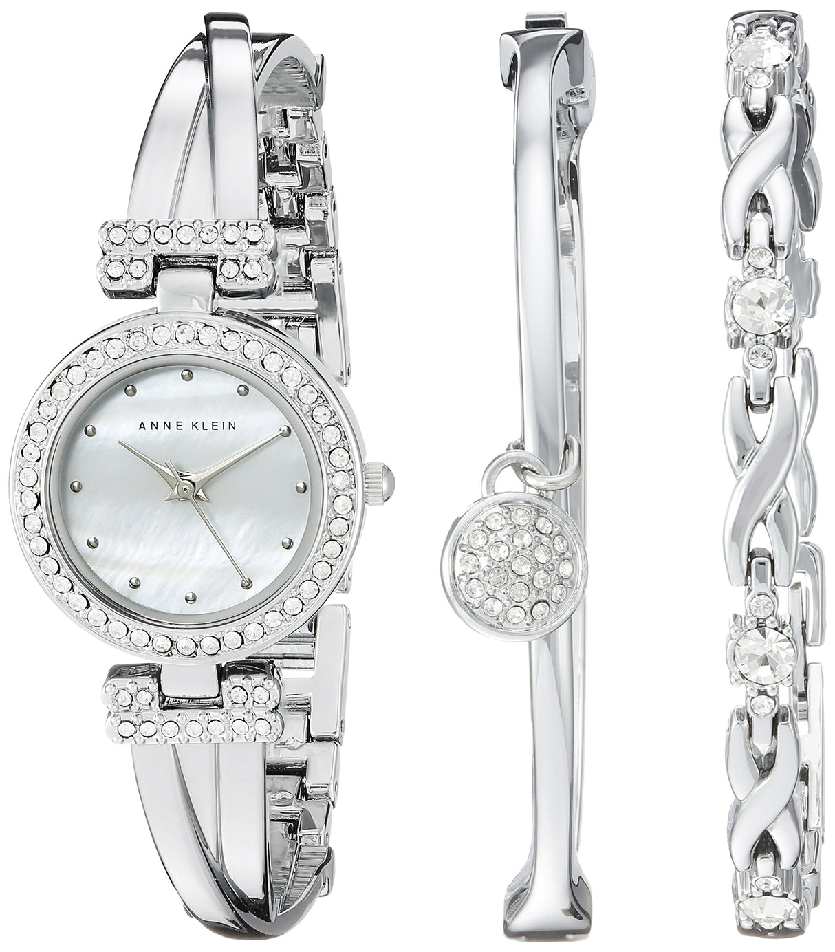 Anne Klein - Juego de Pulsera y Reloj de Pulsera para Mujer de Primera Calidad con Detalles de Cristal
