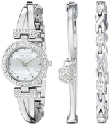 Anne Klein - Juego de Pulsera y Reloj de Pulsera para Mujer de Primera Calidad con Detalles de Cristal