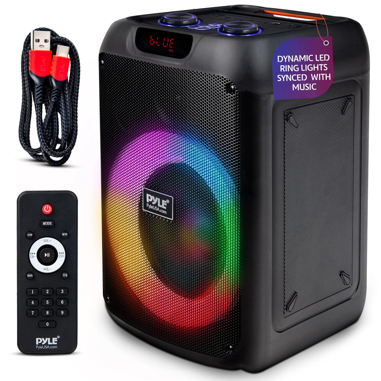 Pyle Altavoz de Fiesta Bluetooth, Sistema True Wireless Stereo, Grande, Portatil
