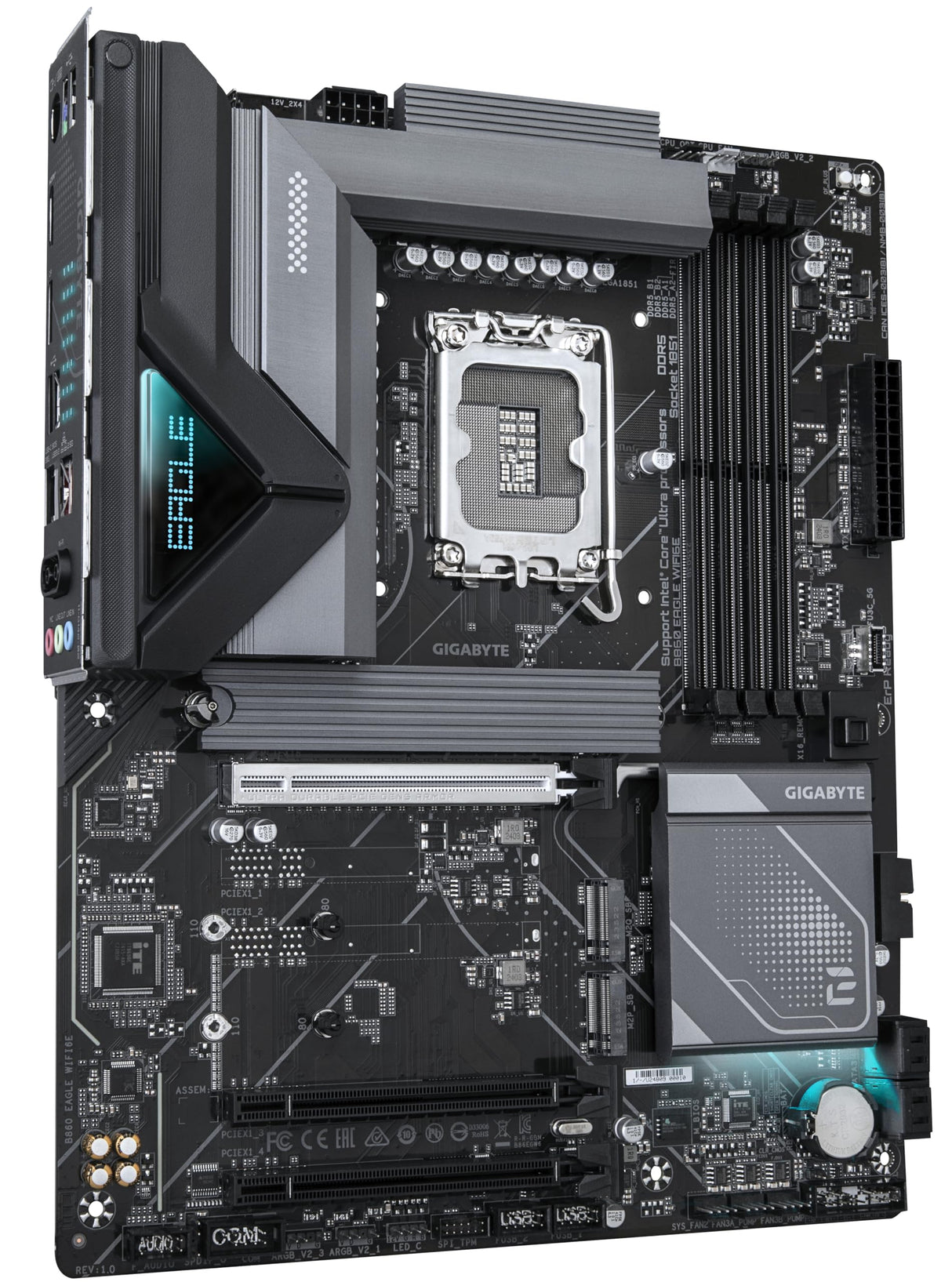 GIGABYTE B860 Eagle WIFI6E Placa Base - CPUs Intel Core Ultra, VRM de 12+1+2+1 Fases, hasta 9066MHz DDR5, 1xPCIe 5.0 + 2xPCIe 4.0 M.2, LAN 2,5 GbE, WiFi 6E, USB 3.2 Gen 2x2