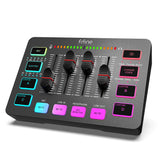 FIFINE Mezclador de Audio, RGB Streaming Gaming Audio Mixer PC con Interfaz de XLR, Gaming Audio Mixer con Control Individual, Control de Volumen, Botón de Silencio, Alimentación Phantom de 48V