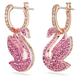 Swarovski Pendientes Swarovski Iconic Swan, Cisne, Rosas, Baño tono oro rosa
