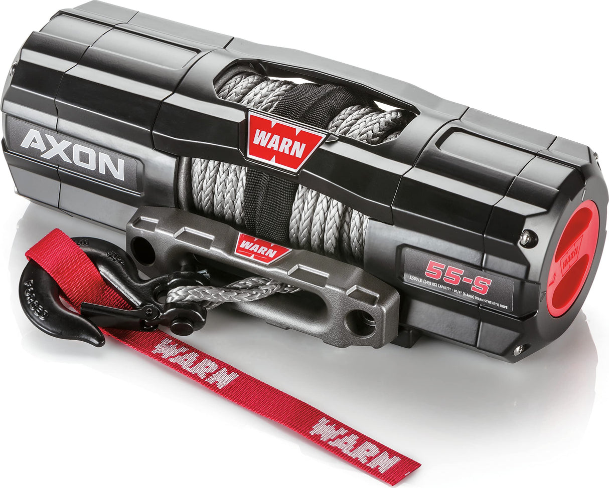 WARN 101150 AXON 55-S Powersports Cabrestante con Cuerda sintética Spydura y Receptor inalámbrico HUB: 1/4 Pulgadas de diámetro x 50 pies de Largo, Capacidad de tracción de 2.75 toneladas (5.5
