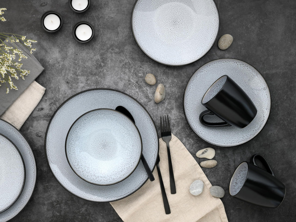 CreaTable, 23962, Serie Malmö, 16-teiliges Geschirrset für 4 Personen, Kombiservice aus Steinzeug, spülmaschinen- und mikrowellengeeignet, Qualitätsproduktion