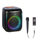 Ibiza - CUBE180 - Altavoz a pilas de 6,5"/16cm 180W con micrófono con cable y efecto de luz - Bluetooth, USB, MicroSD, TWS - Negro