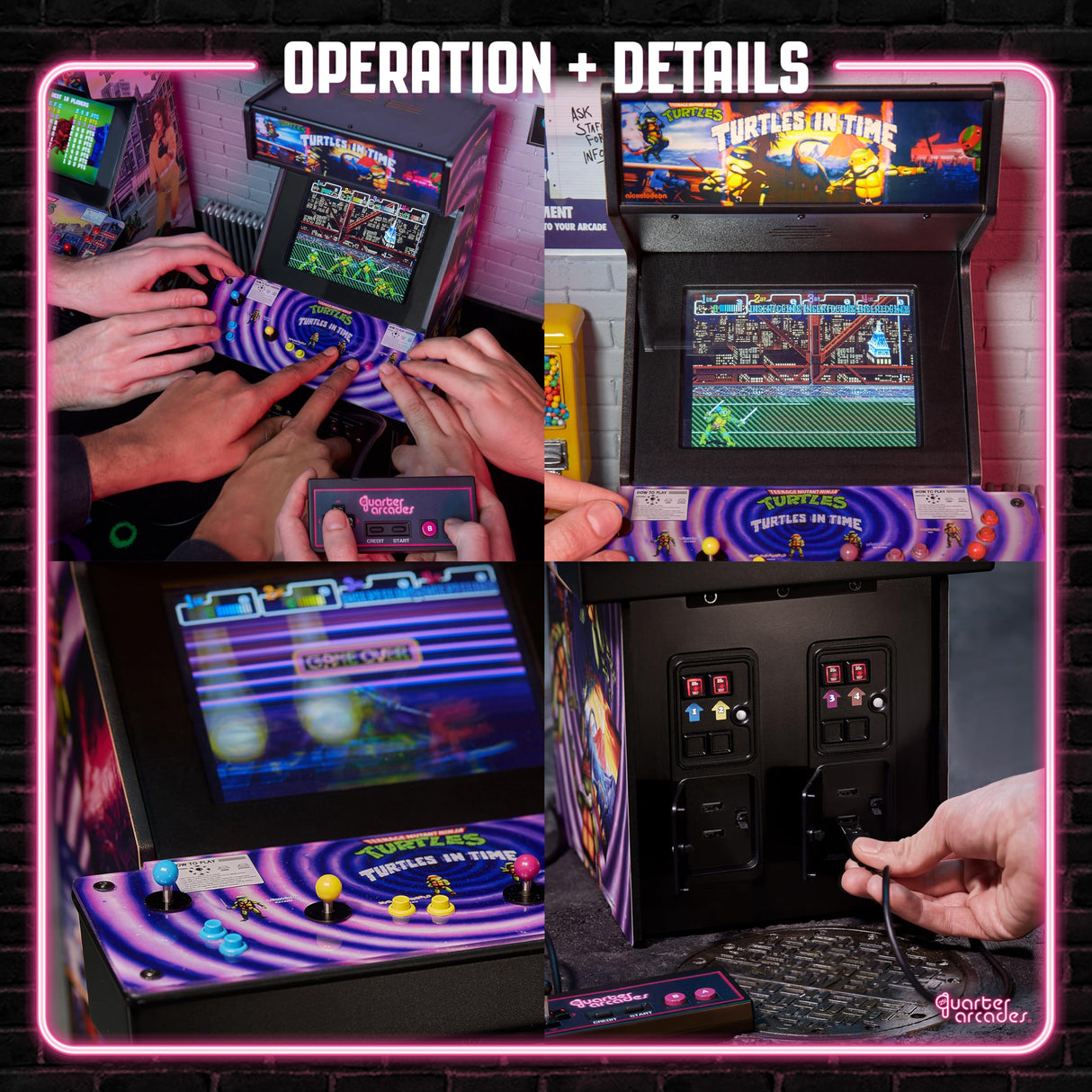 Numskull quarter arcades TMNT Tortugas en el Tiempo Edición Coleccionista Mini Arcade - Réplica de Madera auténtica a Escala 1/4, ROM Original, batería Recargable y Altavoces de 3 W para entusiastas