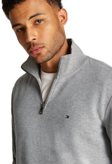 Tommy Hilfiger Chaqueta con Cremallera Hombre Essential Fleece 1/4 Zip con Cuello Marinero con Cremallera, Gris (Medium Grey Heather), S
