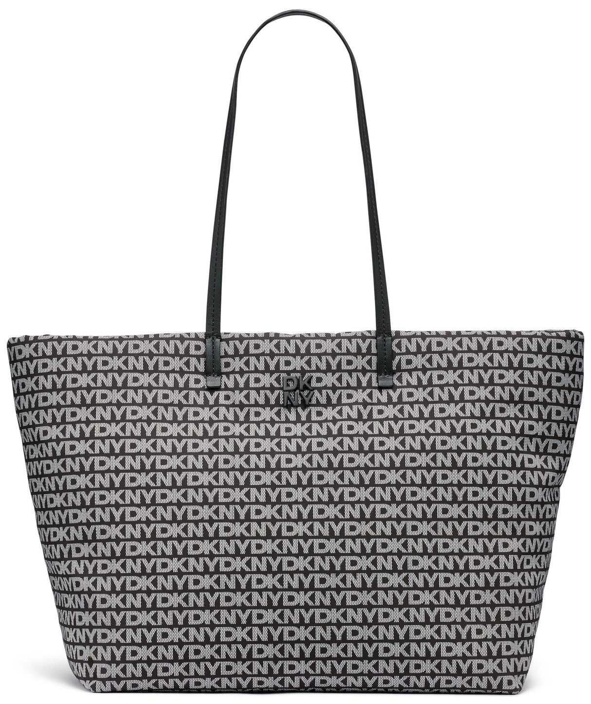 DKNY Jenny Tote, 100% poliéster con Ribete de Poliuretano Mujeres, Logotipo Negro y Negro