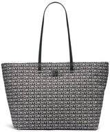 DKNY Jenny Tote, 100% poliéster con Ribete de Poliuretano Mujeres, Logotipo Negro y Negro