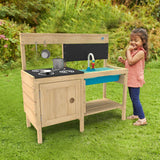 TP Toys, Splash and Play Happy Chef - Cocina de Barro de Madera al Aire Libre para niños, Juego de Barro y sensorial, Juguetes de jardín y al Aire Libre, para Mayores de 3 años, 94 x 36 x 84 cm