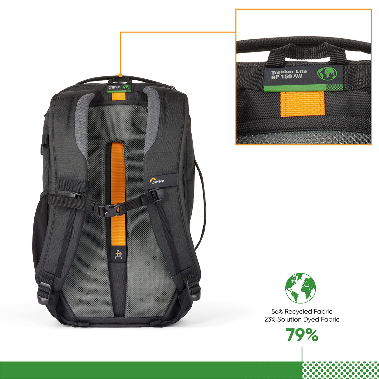 Lowepro Trekker Lite BP 150, Mochila para Cámara, con Inserto Extraíble, con Sistema de Correas para Accesorios, Negro, para Cámara Sin Espejo, Compatible con Sony Alpha 6000, Gris