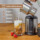 Cloer 7789 Espumador de leche eléctrico, para hasta 450 ml, espuma de leche fría o templada, chocolate caliente, diferentes modos seleccionables, 500 vatios, bobina espumante magnetica