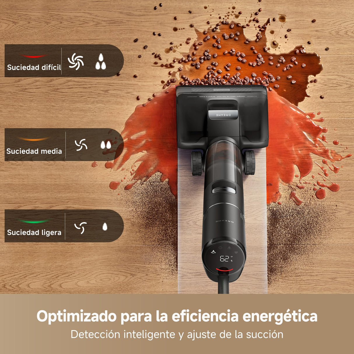 DREAME H15S Aspirador en Seco y Húmedo, Limpieza de Triple Borde, Brazo Robótico con IA, 21.000 Pa de Succión, 0 Enredos, Lava y Seca el Cepillo a 90 °C, Alcance Horizontal de 180°, Control con App