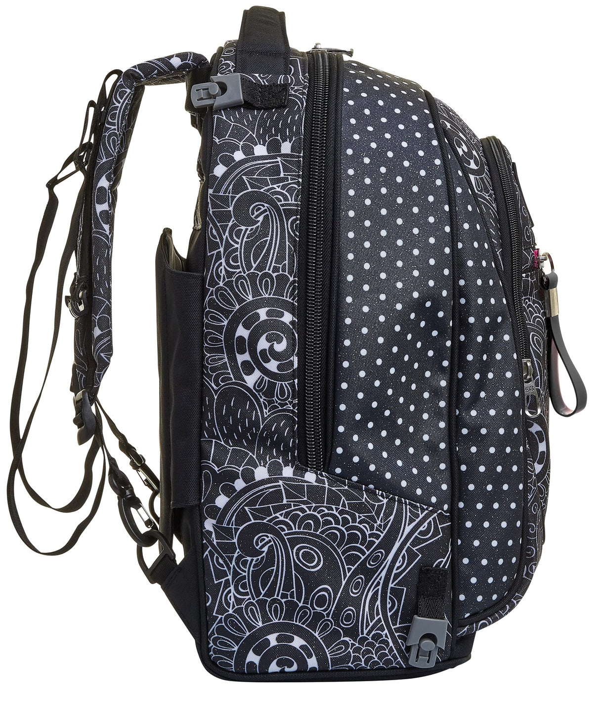 Seven Yub Mochila con Ruedas TROLLEY NEW TECH YANTRY GIRL, Negro - Mochila 3 en 1, Mochila Escolar con Carro - Bolso Escolar Niños, Niñas, Adolescentes - Bolsillo Frontal con organizador