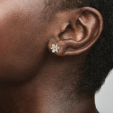 Pandora Timeless Pendientes de botón con diseño de Herbarium Cluster chapados en oro de 14 quilates con circonitas cúbicas transparentes