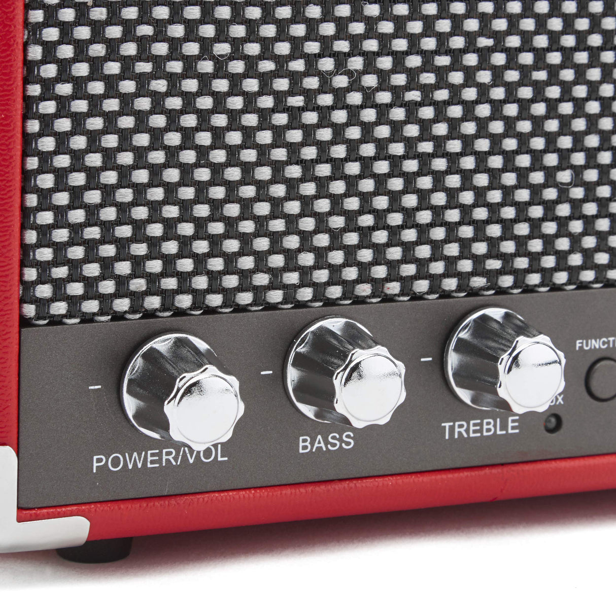GPO Westwood Altavoz Bluetooth - Portátil, Retro, 25 vatios, subwoofer, entrada RCA, rejilla retro, asa de transporte - Rojo