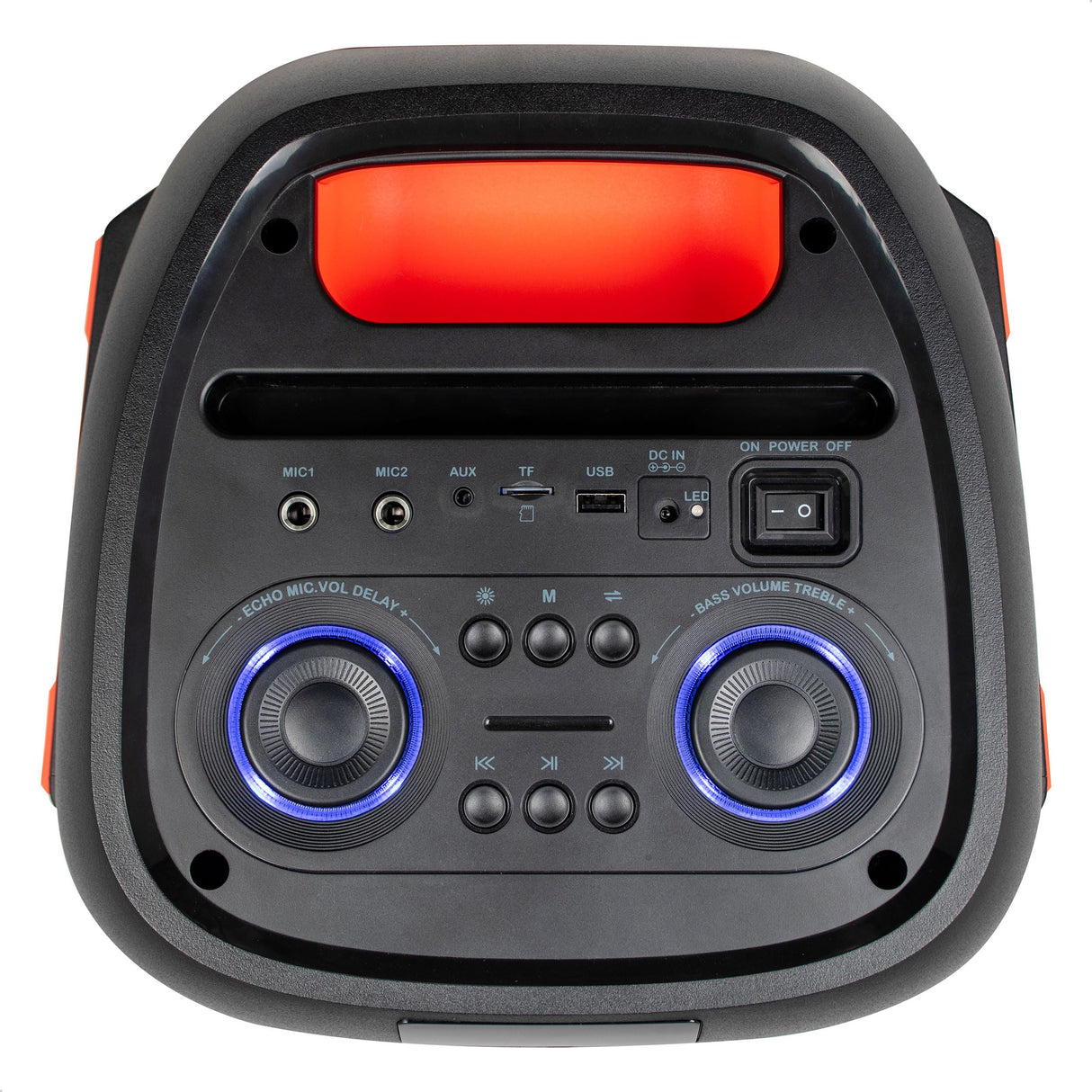 Ibiza - COLUMBA600 - Altavoz, potente bafle 2x6,5"/16cm en batería recargable - Bluetooth, Micro-SD, USB, Aux, 2 MIC IN - TWS - LED multicolor infinito - Asa