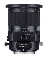 Samyang F1110905101 - Objetivo fotográfico DSLR para Sony A (Distancia Focal Fija 24mm, Apertura f/3.5-22 T/S ED AS UMC, diámetro Filtro: 82mm), Negro