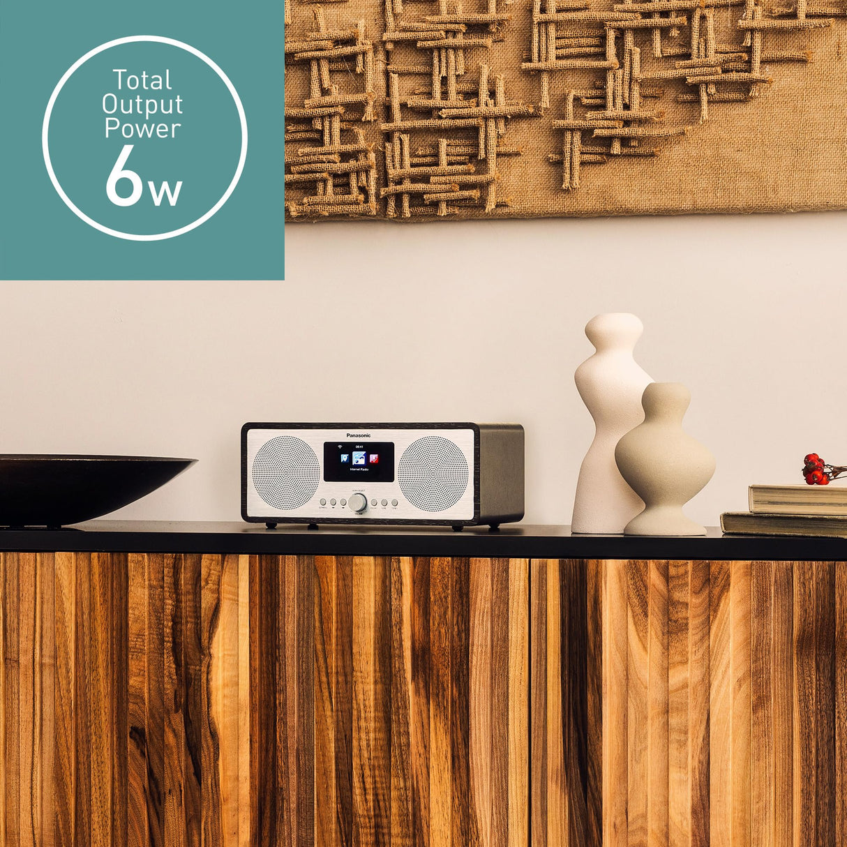 Panasonic RF-D40EGK-K Radio de Internet y Dab+/FM con Bluetooth, 6 W, Altavoces de 7,5 cm, LCD a Color TFT de 2,4", Alarma y Temporizador de Apagado, Mando a Distancia, USB, Wi-Fi, Negro