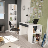 Habitdesign Mesa de Estudio con 1 Cajon, Mesa de Estudio o Escirtorio, Modelo Masster, Acabado en Blanco Artik y Gris Antracita, Medidas: 101 cm (Ancho) x 73 cm (Alto) x 50 cm (Fondo)