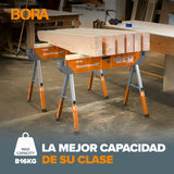 BORA Portamate Speedhorse XT PM-4550T - Par de caballetes de caballete de 30 a 36 pulgadas de altura, parte superior de metal para 2 x 4, caballo de sierra de banco profesional resistente para