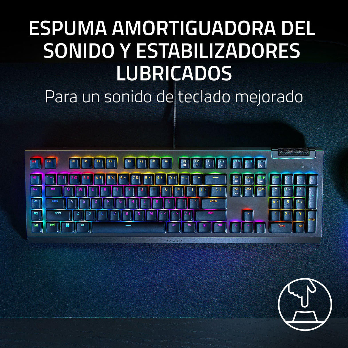 Razer BlackWidow V4 X, Teclado gaming con Razer Chroma RGB (Switches mecánicos amarillos , 6 teclas macro dedicadas de ABS de doble inyección) ES-Layout, Negro