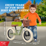 Berg Biky Retro Bicicleta sin Pedales 2 años, Juguetes Infantiles, Ligera, Sillín de Altura Ajustable, hasta 25kg, Verde