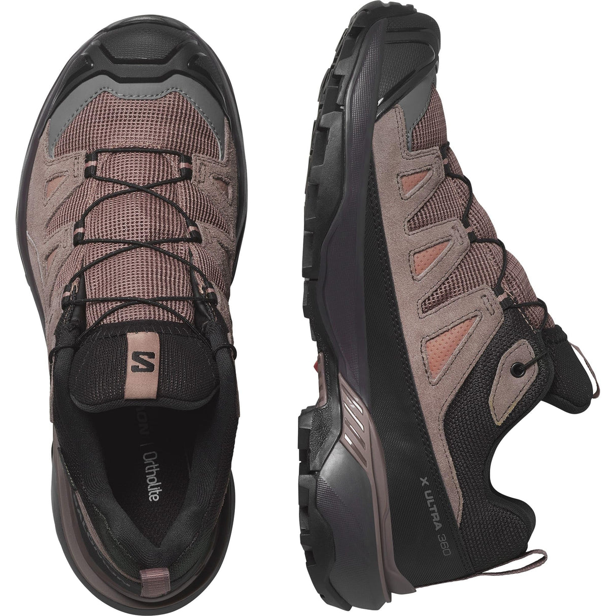 Salomon X ULTRA 360 LEATHER GORE-TEX, Zapatos de senderismo para Mujer, Cognac Peppercorn Black, 40 EU