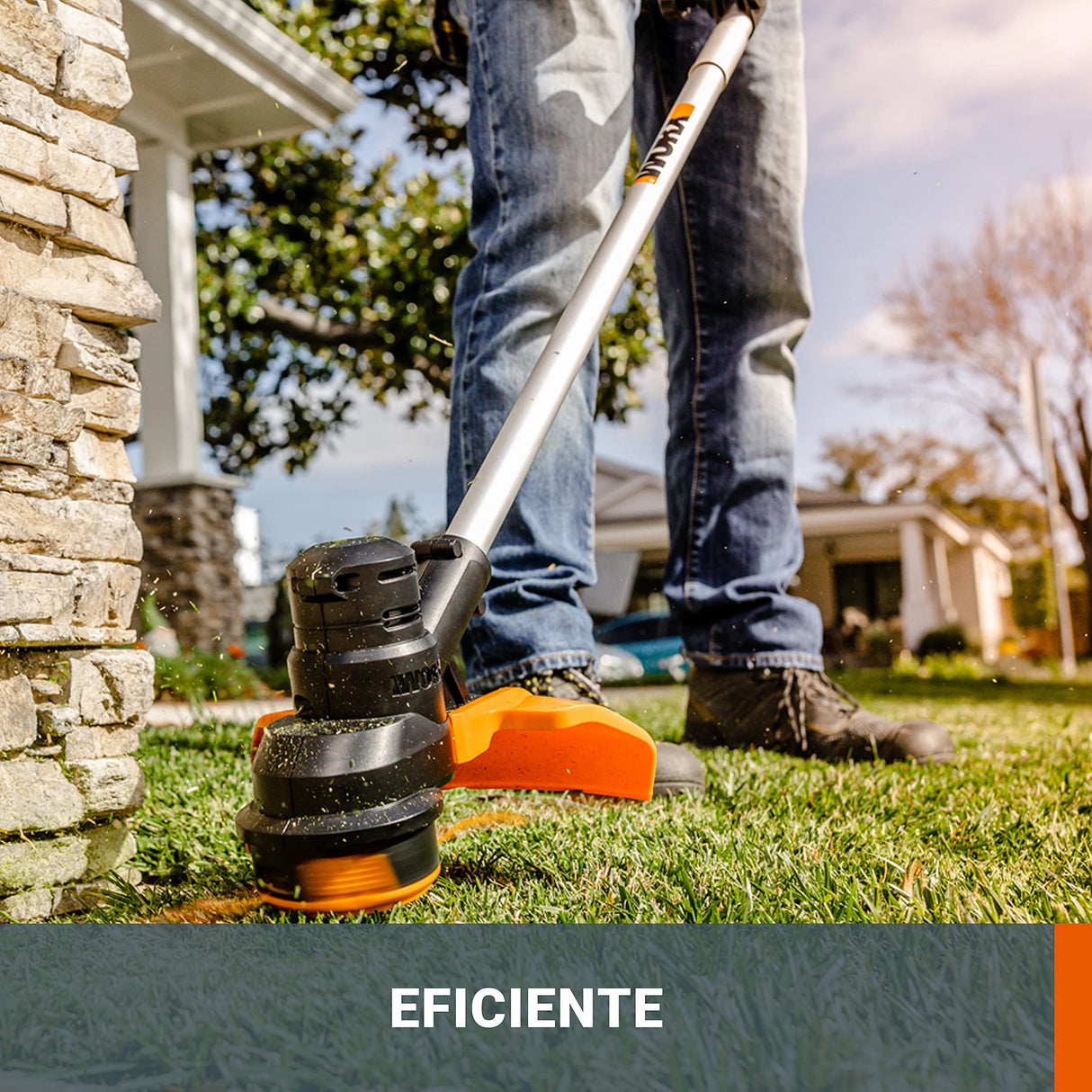 WORX Cortabordes a batería 40V Máx. (2x20V) | WG183E | Incluye 2 baterías 2Ah y Cargador Doble | Mango Ajustable | Doble Cabezal | Carrete de alimentación automática