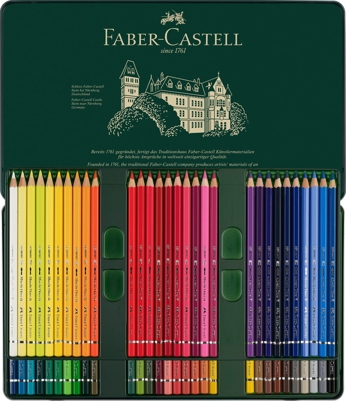 Faber-Castell 117560 - Estuche de Metal con 60 Lápices de Colores Acuarelables - Multicolor
