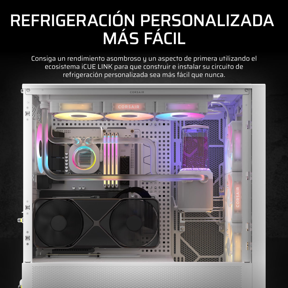 Corsair iCUE Link XH505i RX360 RGB Kit de Refrigeración Personalizada – Bloque de Refrigeración Liquida XC7 Elite, Bomba y Depósito XD6 Elite, 3 RX120 RGB, Radiador XR5 de 360 mm, System Hub - Blanco