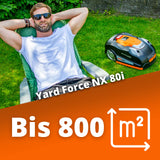 Yard Force Robot cortacésped NX80i (hasta 800 m², con conexión Wi-Fi, aplicación, Sensor ultrasónico iRadar, función de Corte de Bordes, Panel de Control LCD con Teclado numérico), negro/naranja