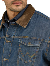 Wrangler Chaqueta vaquera con forro de estilo occidental para hombre, Denim/Blanket, XX-Large