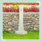 Relaxdays Fuente de Pie Antigua, con Grifo y Lavabo, 93x47x38 cm, Bebedero de Jardín, Terraza, Aluminio Fundido, Blanco, Latón