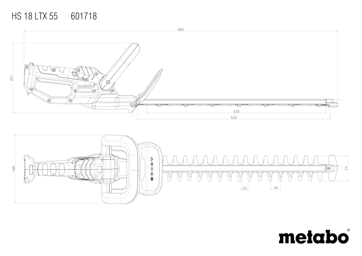 Metabo Cortasetos a Batería HS 18 LTX 55V - Poderoso y Silencioso - 18V, Cuchillas Láser - Sin Batería o Cargador Incluidos