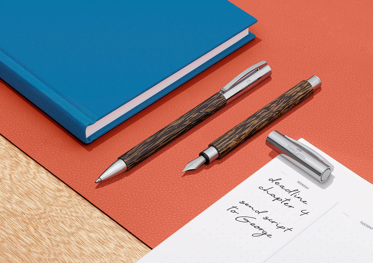 Faber-Castell Ambition Cocos 148171 - Pluma estilográfica, ancho F, incluye caja de regalo y convertidor